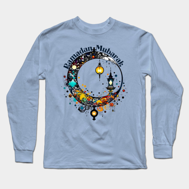 Pollock-style Ramadan Moon Long Sleeve T-Shirt by HolidayBug
