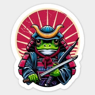 Frog Samurai Ready to Fight Evil Sticker
