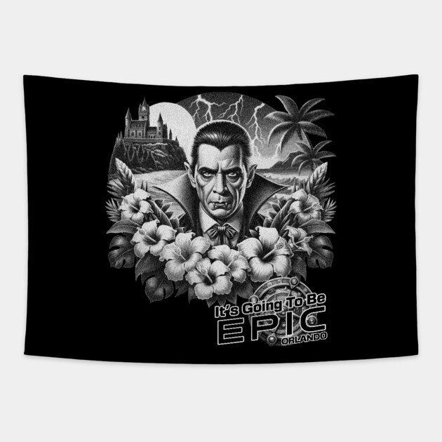 Vampire It's going to be Epic Orlando Florida New Theme Park Portal Design Tapestry by Joaddo
