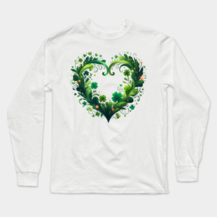 Heart Irish Shamrock St Patrick Day Long Sleeve T-Shirt