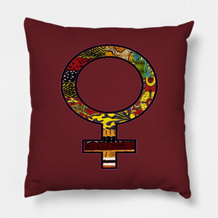 Afrocentric Brown & Gold Female Symbol Pillow
