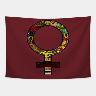 Afrocentric Brown & Gold Female Symbol Tapestry