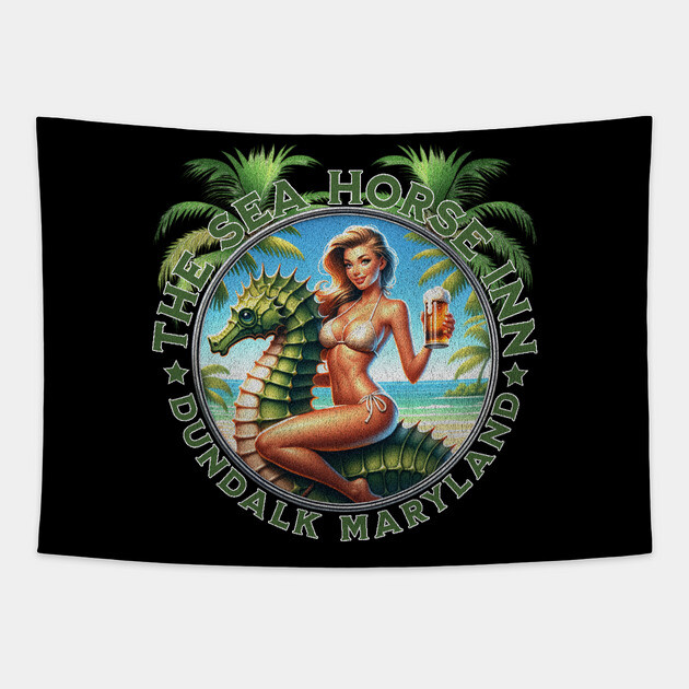 The Sea Horse in Dundalk Maryland Tiki Bar Tapestry by Joaddo