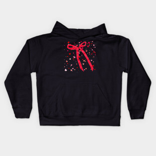 Hearts and Bow Ribbon Kids Hoodie