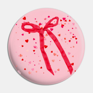 Hearts and Bow Ribbon Pin