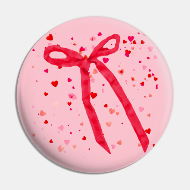 Hearts and Bow Ribbon Pin by DonWillisJrArt