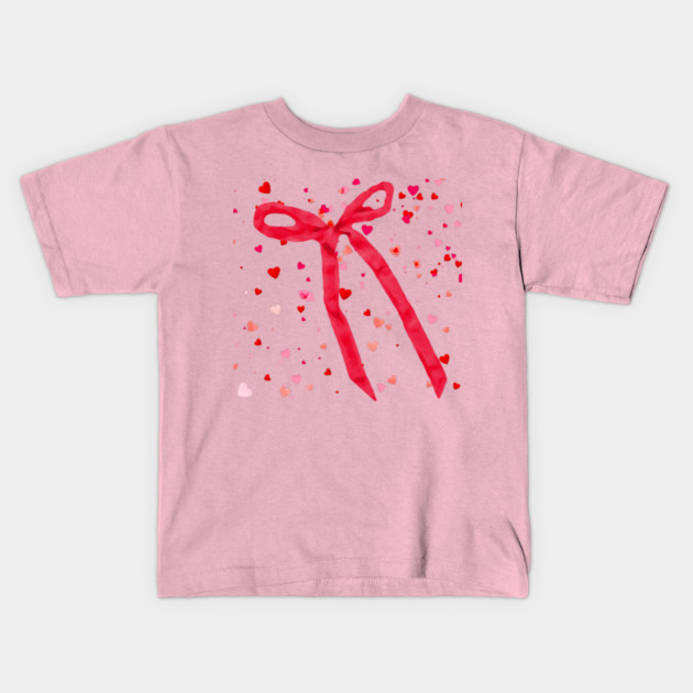 Hearts and Bow Ribbon Kids T-Shirt by DonWillisJrArt