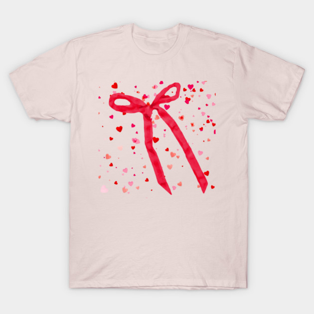 Hearts and Bow Ribbon T-Shirt by DonWillisJrArt