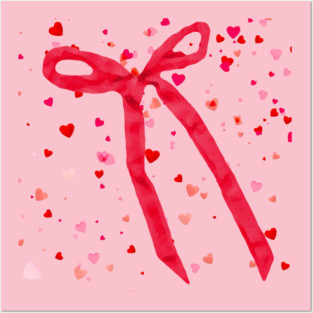 Hearts and Bow Ribbon Posters and Art