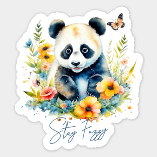 Watercolor Panda, stay fuzzy Sticker