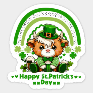 St. Patrick’s Day Highland Cow Luck of the Cute Highland: St. Paddy's Cow Magnet