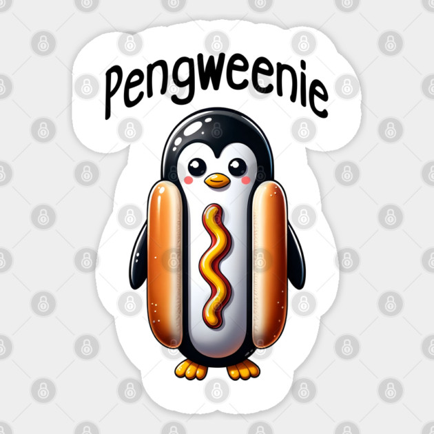Penguin Hotdog in a Bun, a Pengweenie Sticker by Luxinda
