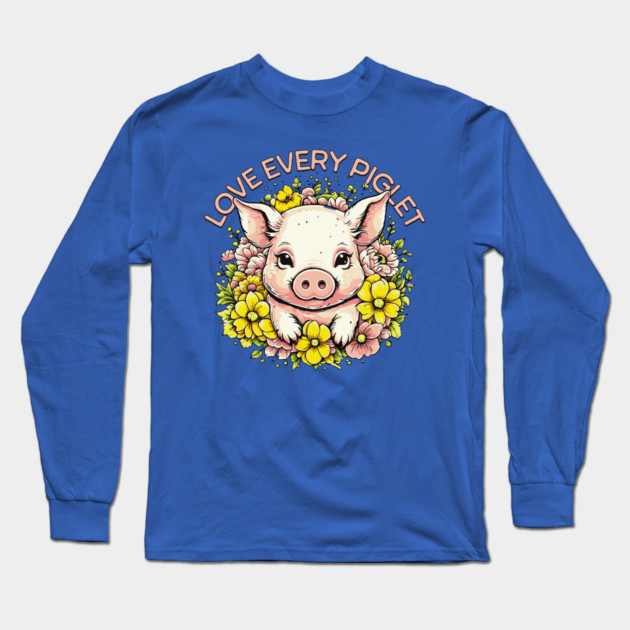 Love Pigs in Flowers Long Sleeve T-Shirt by HolidayBug