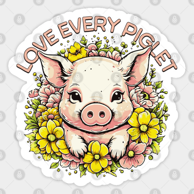 Love Pigs in Flowers Sticker by HolidayBug