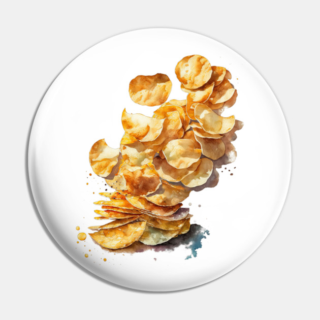 Watercolor Potato Chips Pin by HolidayBug