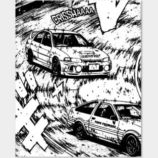 JDM Japanese Drift Racer Drifting Car Anime Manga Eurobeat Intensifies Aesthetic Posters and Art