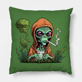 Alien Smoking Weed Pillow