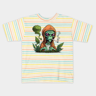 Alien Smoking Weed Kids T-Shirt