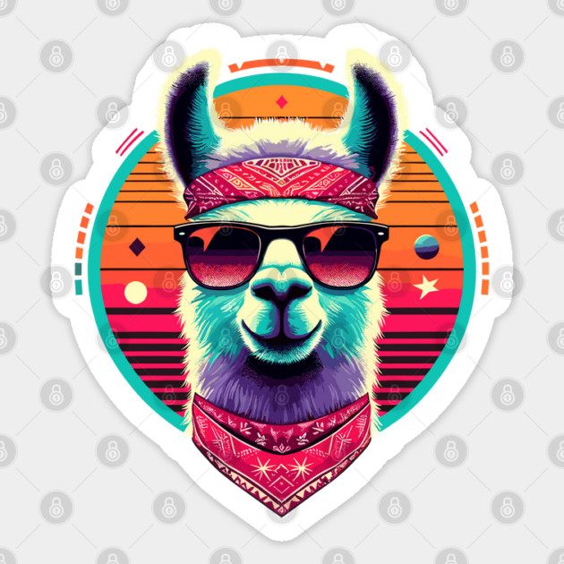 Retro Llama - Vintage Llama Sticker by JessArty