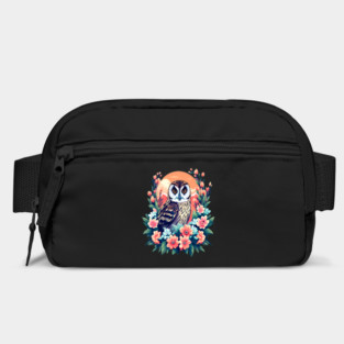 A Cute Short Eared Owl Surrounded by Bold Vibrant Spring Flowers Bag