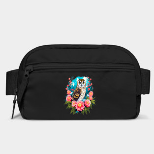 A Cute Short Eared Owl Surrounded by Bold Vibrant Spring Flowers Bag