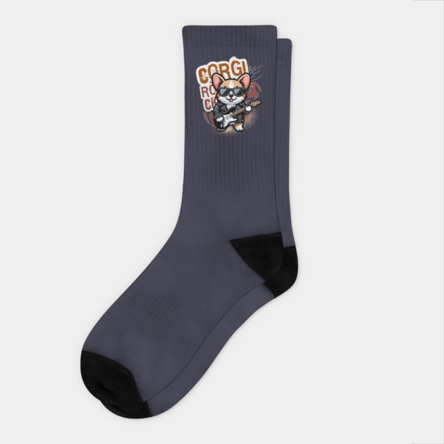 Rocker Funny Corgi Socks by alcoshirts