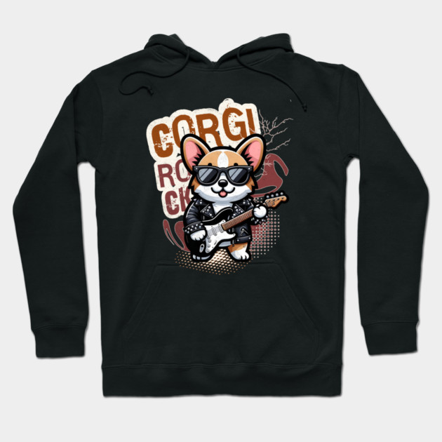 Rocker Funny Corgi Hoodie by alcoshirts