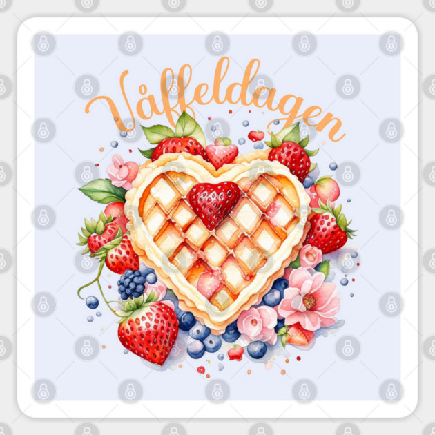 Watercolor Waffle Day, Våffeldagen Sticker by HolidayBug