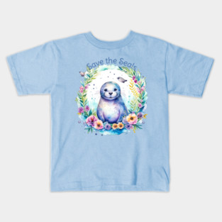 Watercolor Save the Seals Kids T-Shirt