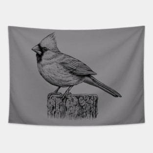 Cardinal (Black and White) Tapestry