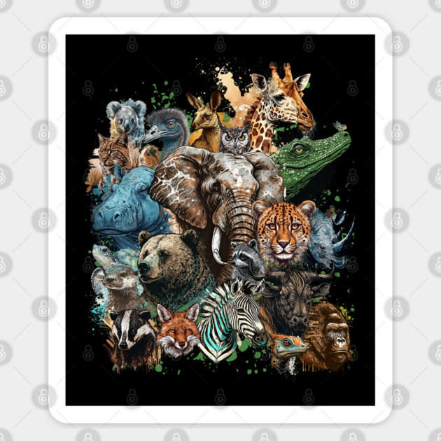 Watercolor Wildlife Collage Sticker by HolidayBug