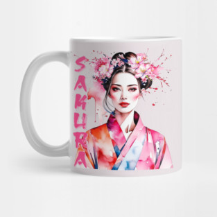 Watercolor Sakura Woman Mug