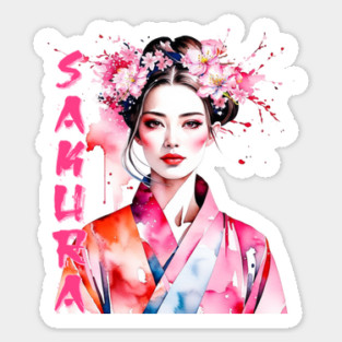 Watercolor Sakura Woman Sticker