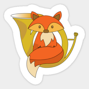 Fox and a French Horn Sticker