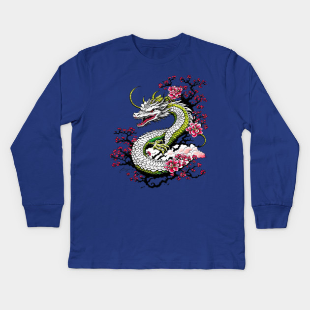 Sakura Dragon Kids Long Sleeve T-Shirt by HolidayBug