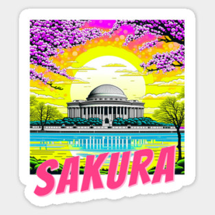 Cherry Blossom Jefferson Memorial Sticker