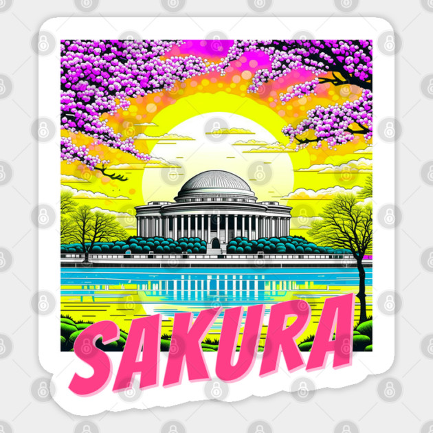 Cherry Blossom Jefferson Memorial Sticker by HolidayBug