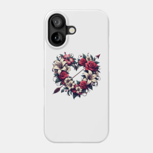 Floral Heart with Arrow – Romantic Love & Valentine Gift Phone Case