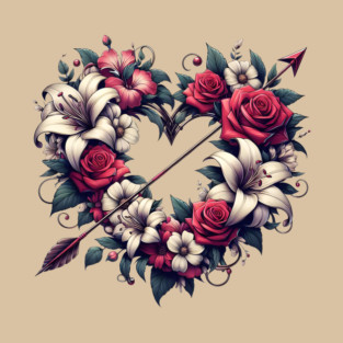 Floral Heart with Arrow – Romantic Love & Valentine Gift T-Shirt