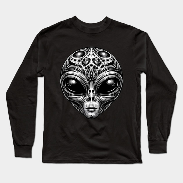 Mystic Alien Visage Long Sleeve T-Shirt by MakerMind8.2