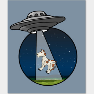 UFO Alien Little Cow Abduction Posters and Art