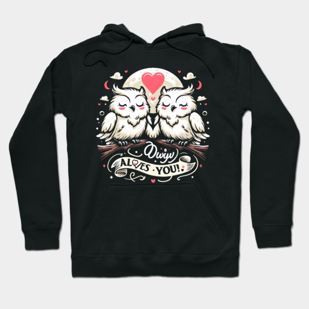 Cute Owl Couple – Funny Romantic Love Pun Valentine Design Hoodie by MakerMind8.2