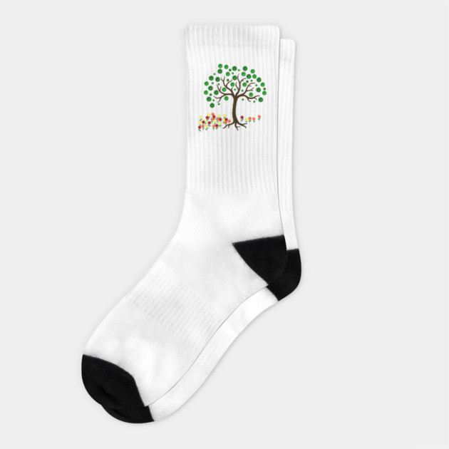Recycle Tree and Flowers Socks by HolidayBug