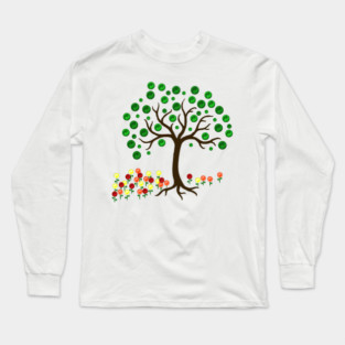 Recycle Tree and Flowers Long Sleeve T-Shirt