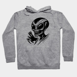 Creepy Alien Skull – Weird Horror Sci-Fi Monster Design Hoodie