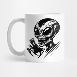 Creepy Alien Skull – Weird Horror Sci-Fi Monster Design Mug