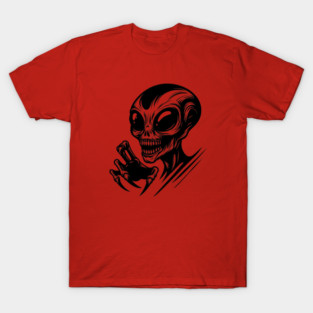 Creepy Alien Skull – Weird Horror Sci-Fi Monster Design T-Shirt