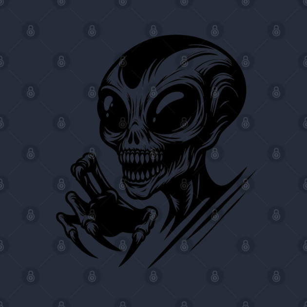 Creepy Alien Skull – Weird Horror Sci-Fi Monster Design by MakerMind8.2