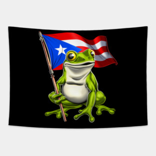 Coqui Frog Puerto Rico Flag Tapestry