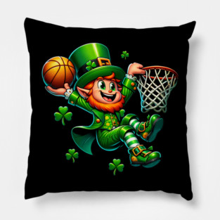 St Patrick's Day Leprechaun Irish Basketball Player Pillow